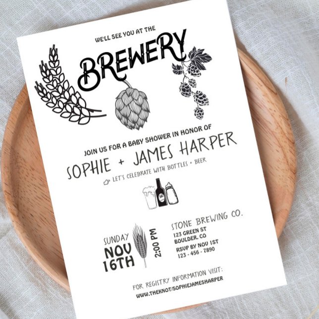 Brasserie bébé - B&W - Invitation Baby shower (Créateur téléchargé)
