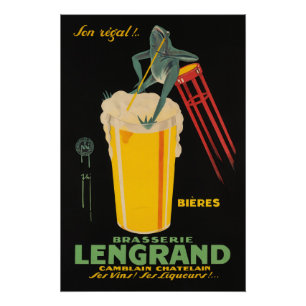 Brasserie Lengrand Bieres Poster vintage 1926