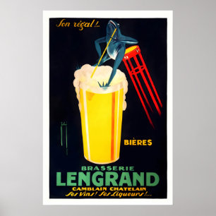 Brasserie Lengrand Frog Poster French Beer Art