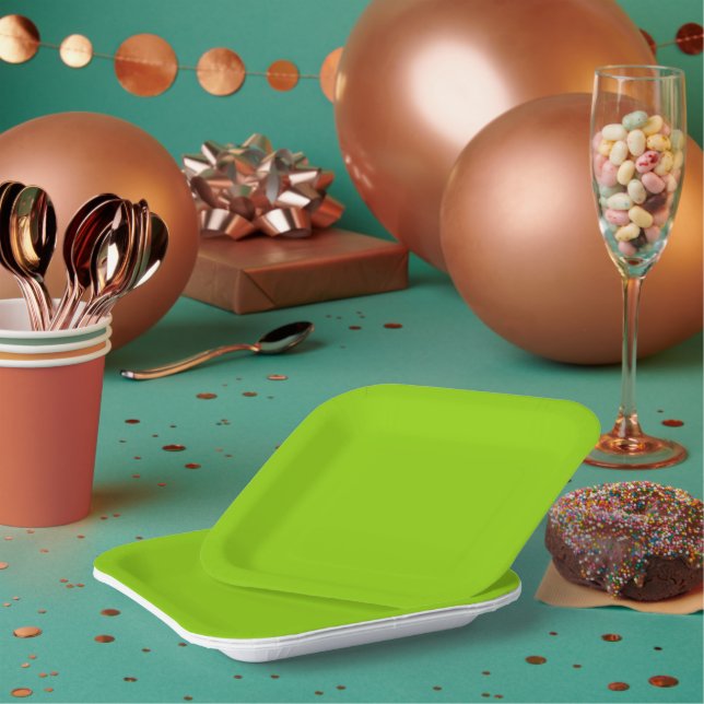 Brat Green Solid Colour Paper Plate (Multi)