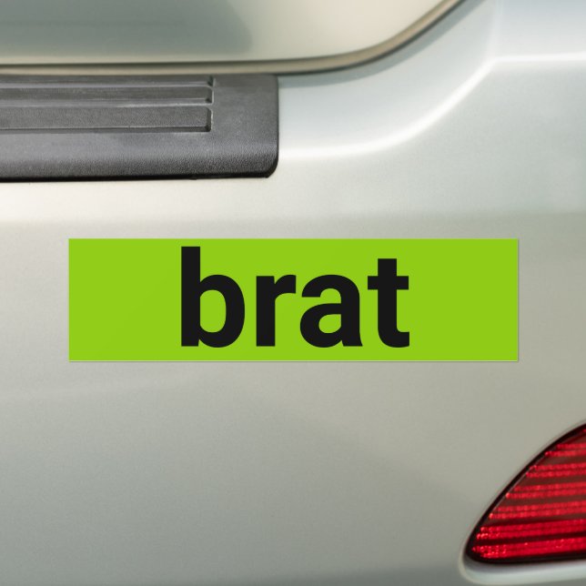 Brat modern typography black lime green cool bumper sticker (On Car)