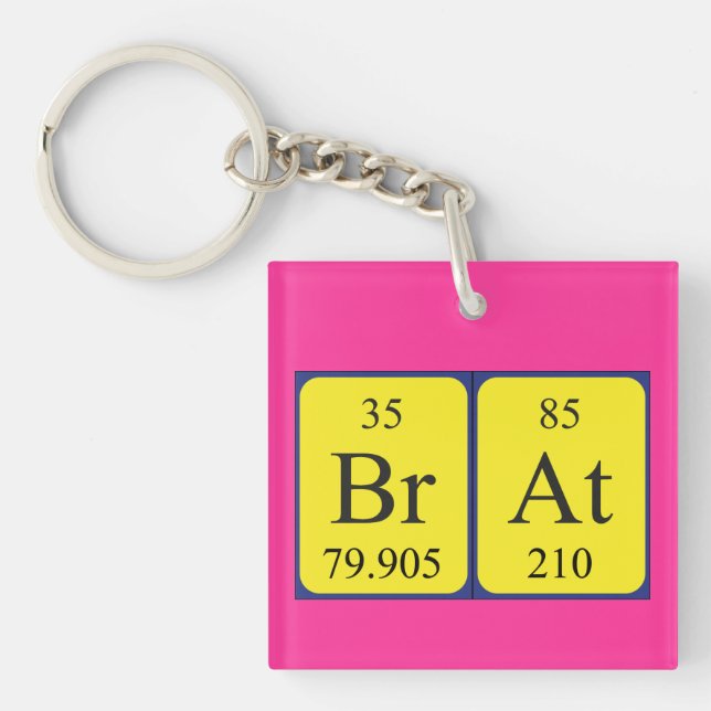 Brat periodic table name keyring (Front)