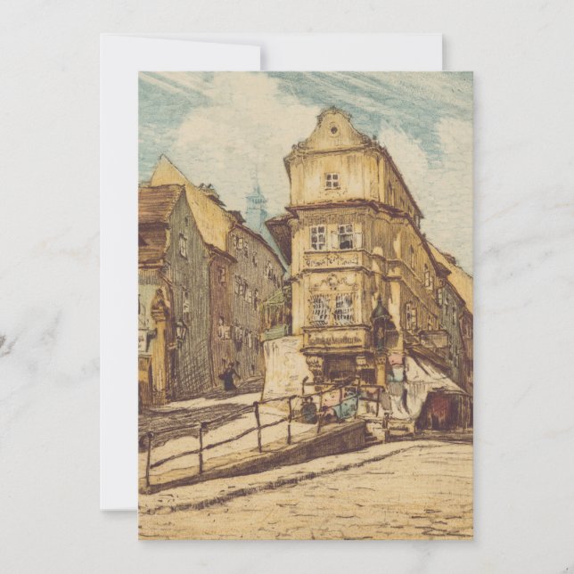 Bratislava by Richard Lux Century Colored Etching Invitation (Front)