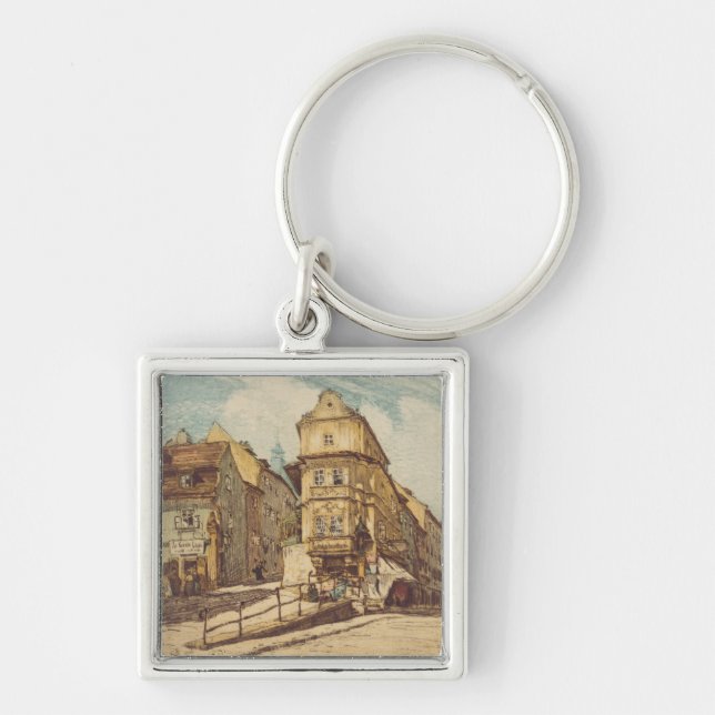 Bratislava by Richard Lux Century Colored Etching Keychain (Front)