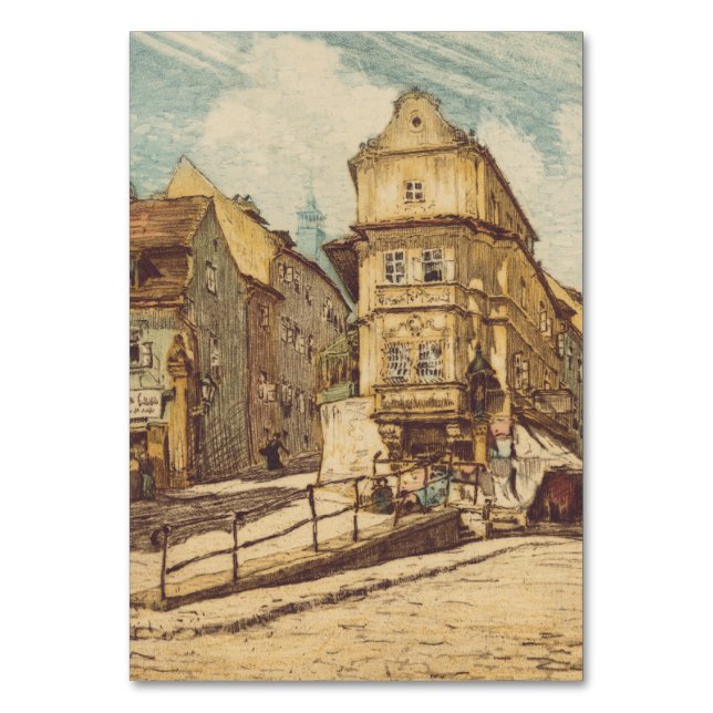 Bratislava by Richard Lux Century Colored Etching Table Number (Front)