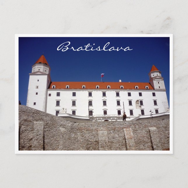 bratislava castle blue border postcard (Front)
