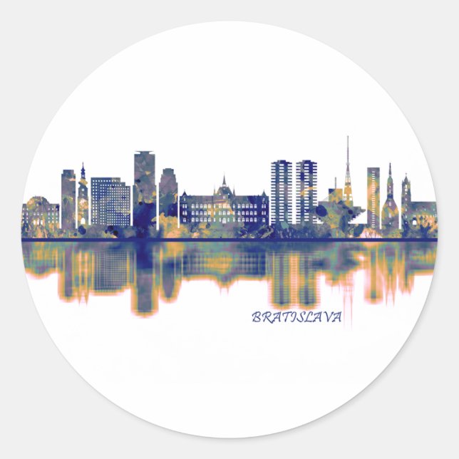 Bratislava Skyline Classic Round Sticker (Front)