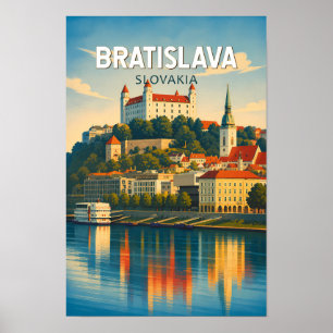 Bratislava Slovakia Illustration Travel Art Retro Poster