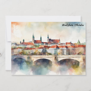 Bratislava Slovakia Watercolor Painting Panorama  Invitation