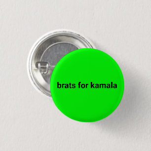 Brats for kamala simple modern black neon green 1 inch round button