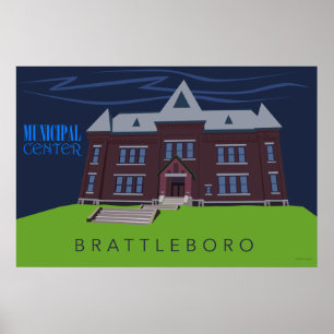 Brattleboro Municipal Center Retro Travel Poster
