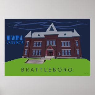 Brattleboro Municipal Center   Retro Travel Poster