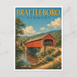 Brattleboro Vermont Creamery Bridge GeoSaga Postcard