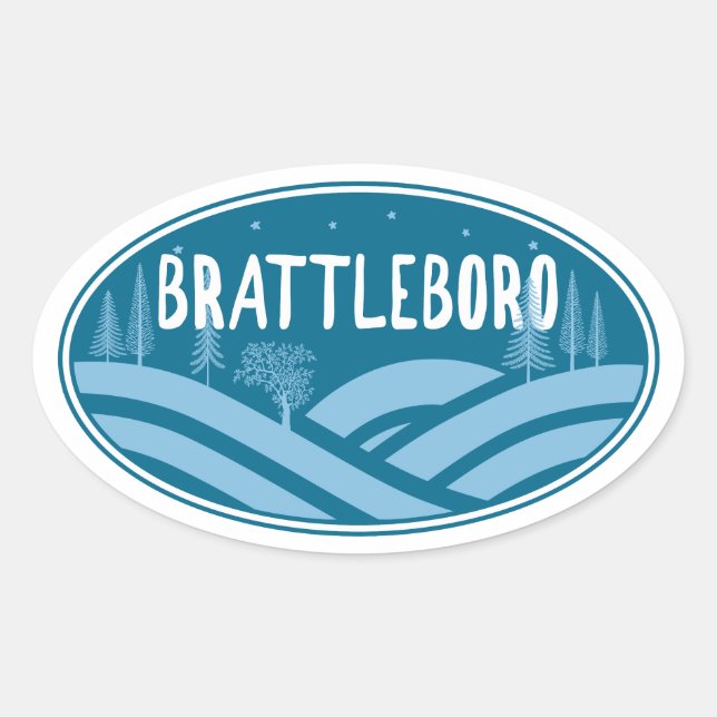 Brattleboro Vermont Outdoors Oval Sticker (Front)