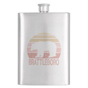 Brattleboro Vermont Retro Bear Hip Flask