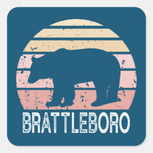 Brattleboro Vermont Retro Bear Square Sticker
