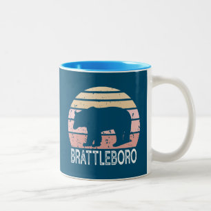 Brattleboro Vermont Retro Bear Two-Tone Coffee Mug