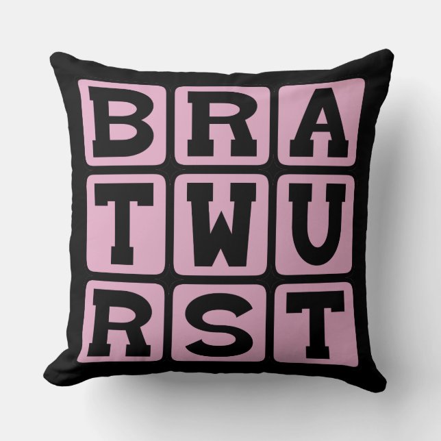 Bratwurst, German Sausage Throw Pillow (Front)