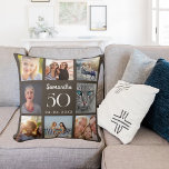 Braun taupe custom photo collage birthday throw pillow<br><div class="desc">A unique gift for a 21st birthday,  celebrating her life with a collage of 8 of your own photos,  pictures.  Personalize and add her name,  age and date. A brown taupe background colour,  white text.   The name is written with a modern hand lettered style script.</div>