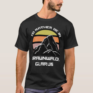 Braunwald Glarus Swiss Vintage Sunset Mountain T-Shirt