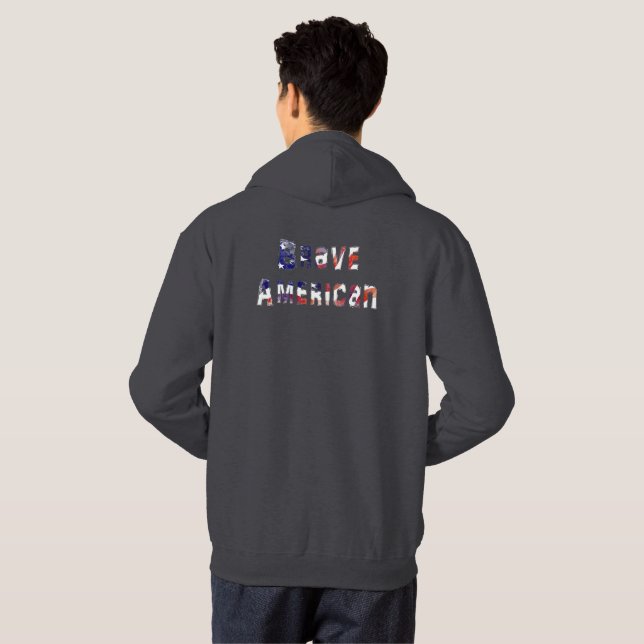 Brave American Distressed Text Hoodie (Back Full)