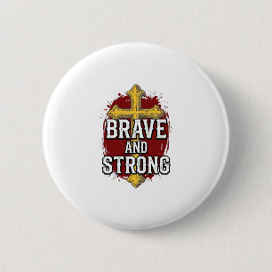 Brave and Strong Vintage Cross Shirt Design_1 2 Inch Round Button