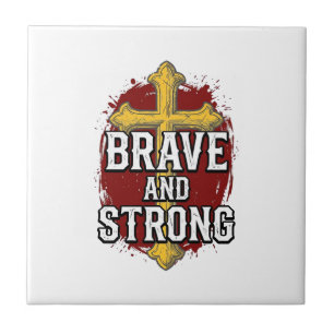 Brave and Strong Vintage Cross Shirt Design_1 Tile