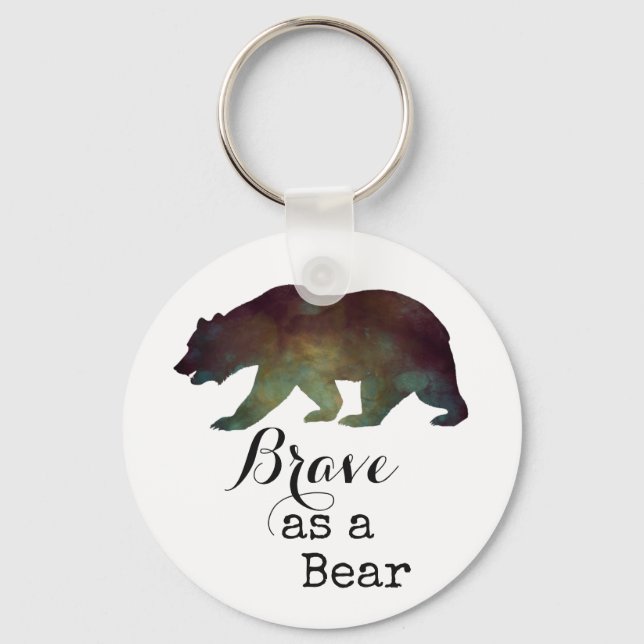 Brave as a Bear Watercolor Typography Keychain (Front)