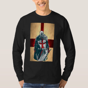 Brave Christian Crusader Warrior England Flag Knig T-Shirt