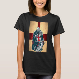 Brave Christian Crusader Warrior England Flag Knig T-Shirt