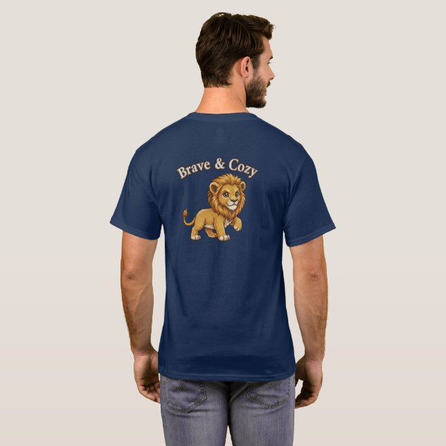 Brave & Cozy Adorable Lion Cub  T-Shirt (Back Full)