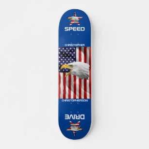 Brave Eagle, The American Flag, Patriotic Skateboard