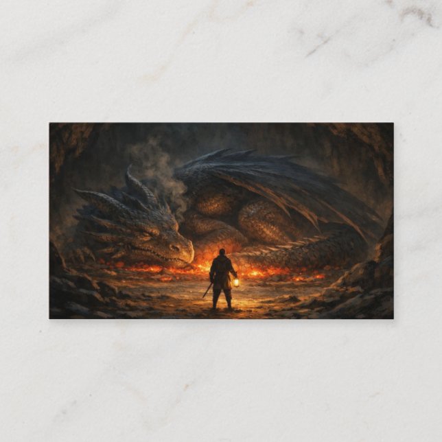 Brave Figure Before Sleeping Dragon  Business Card (Front)