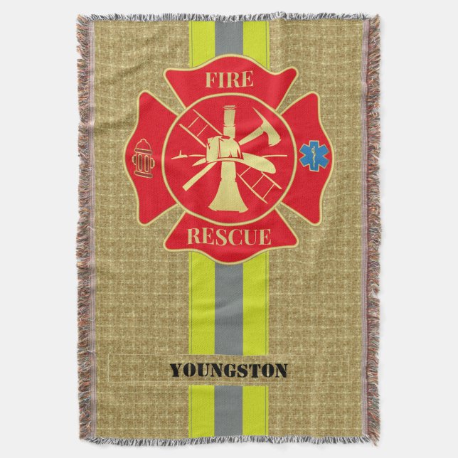 Brave Firefighter Maltese Cross Warm Art Throw Blanket (Front Vertical)