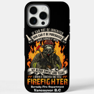 Brave firefighter surrounded by flames at night iPhone 16 pro max case