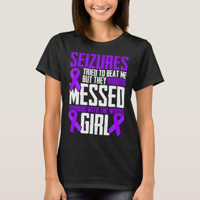 Brave Girl Epilepsy Warrior Saying Epilepsy Awaren T-Shirt (Front)