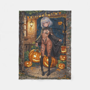 Brave Halloween Girl Trick or Treat Bodypainting Fleece Blanket