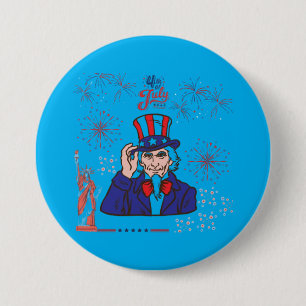 Brave hearts celebration azure 3 inch round button