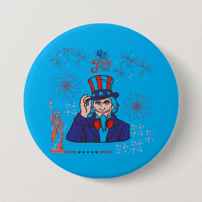 Brave hearts celebration azure 3 inch round button (Front)