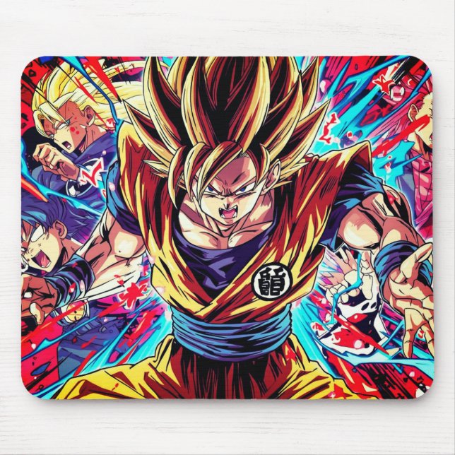Brave Hero Anime Boy On Computer Laptop Mouse Pad (Front)