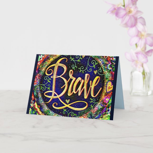 Brave jolie Floral UN MOT Carte d'Inspiribilité (Orchidée)