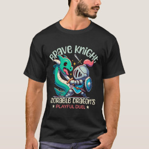 Brave knight adorable dragon's playful duel T-Shirt
