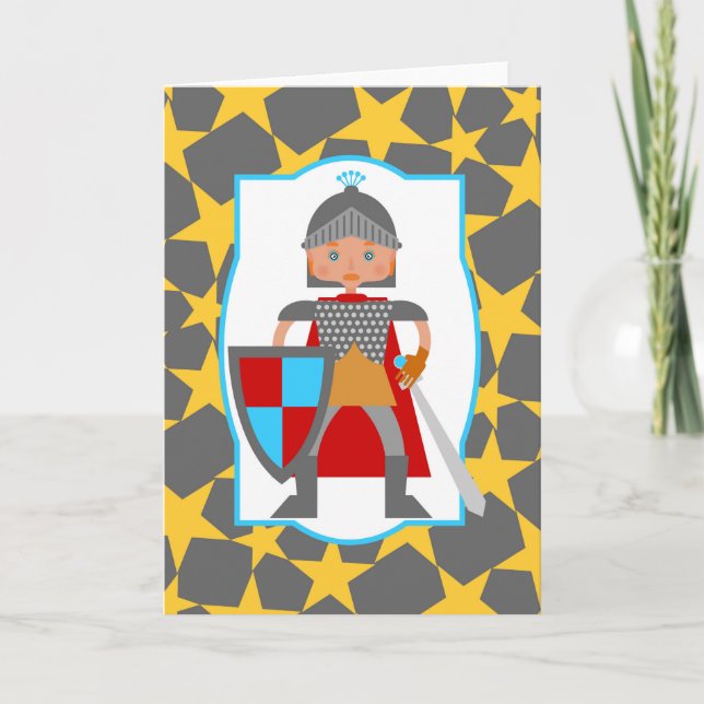Brave Knight Boy Birthday Party Card (Front)