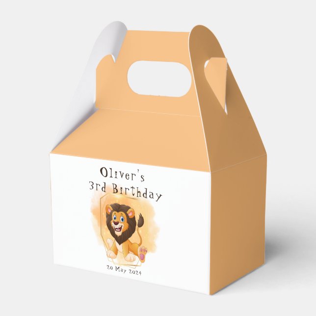 Brave Lion Birthday Party Plate  Favor Box (Front Side)