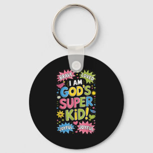Brave Loved God’s Super Kid Christian Faith Affirm Keychain