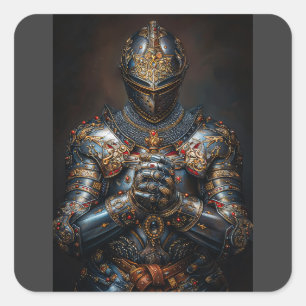 Brave Medieval Knight Square Sticker