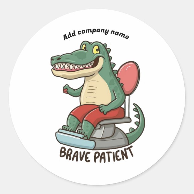 brave patient crocodail dentist  classic round sticker (Front)
