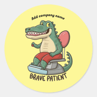 brave patient crocodail dentist for kids classic round sticker
