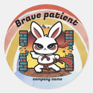 brave patieny karate bunny for kids in hospital classic round sticker