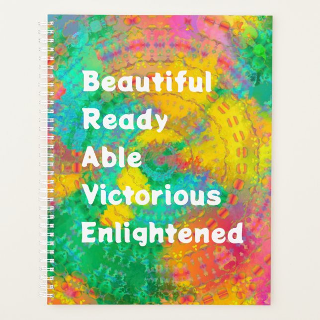BRAVE Rainbow Tie Dye Boho Planner (Devant)